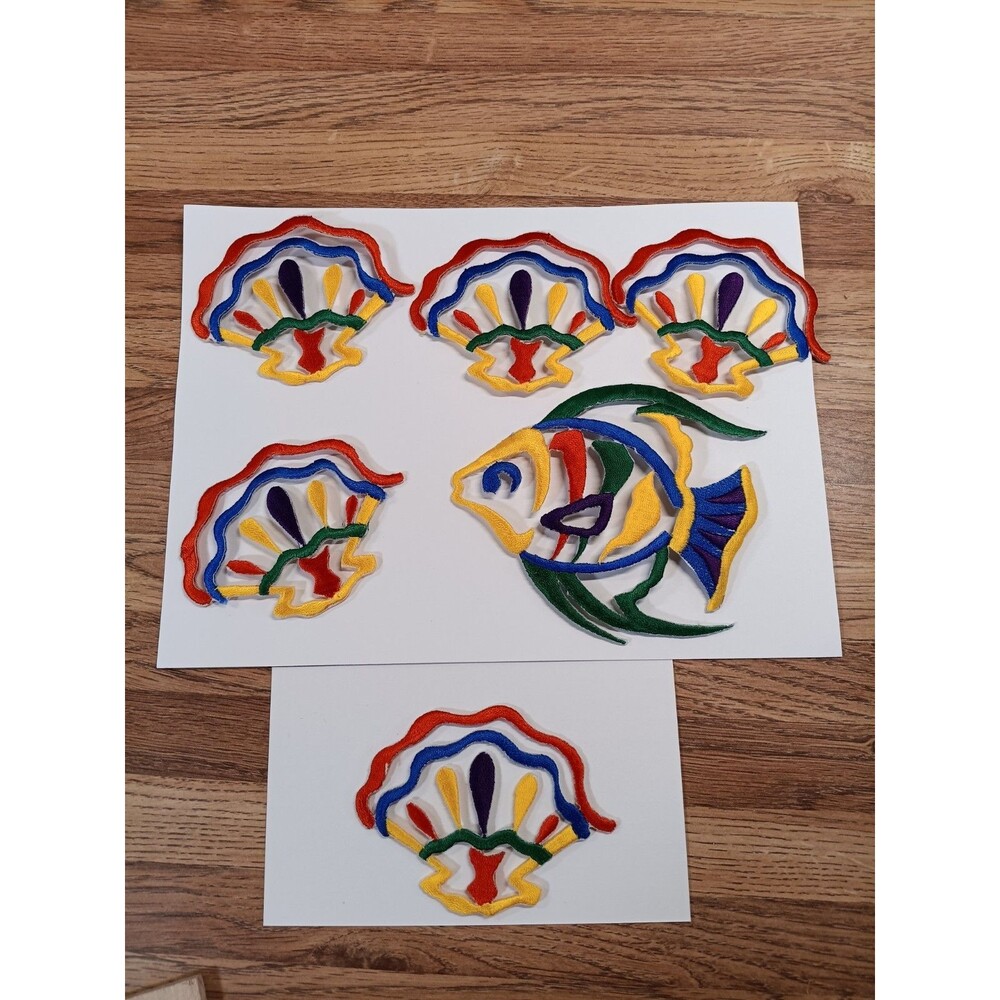 Vintage Colorful Fish/Seashell Iron On Patches